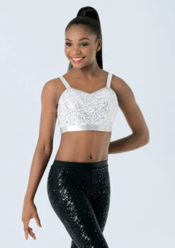 Weissman Sequin Performance Bra Top -Capezi Dance Wear Shop SQ9663 white 1207 14163.1678891803