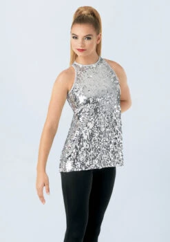 Weissman Ultra Sparkle Flyaway Tank Top 21 Weissman Ultra Sparkle Flyaway Tank Top -Capezi Dance Wear Shop SQ9682 silver 1500 49061.1678891808