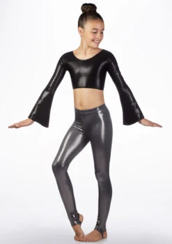 Alegra Girls Metallic Stirrup Leggings -Capezi Dance Wear Shop al p5205 alegra girls metallic stirrup leggings grey front 95985.1678875210
