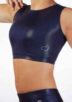 Alegra Girls Metallic Gymnastics Crop Top 9 Alegra Girls Metallic Gymnastics Crop Top -Capezi Dance Wear Shop al s5928 alegra girl metallic gymnastics crop top blue front 05944.1678878628