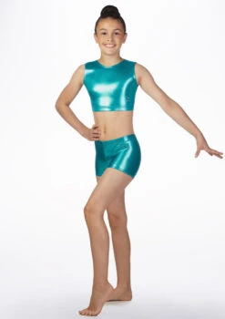 Alegra Girls Metallic Gymnastics Crop Top 11 Alegra Girls Metallic Gymnastics Crop Top -Capezi Dance Wear Shop al s5928 alegra girl metallic gymnastics crop top blue front no1 55672.1678878627