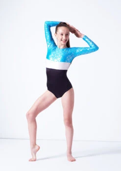 Alegra Girls Hydra Long Sleeve Gymnastics Leotard -Capezi Dance Wear Shop all5913h kingfisher front 2 11708.1690543323