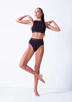Bloch Remy Zip Front Tank Crop Top -Capezi Dance Wear Shop blft5010 black front 1 75724.1678925835