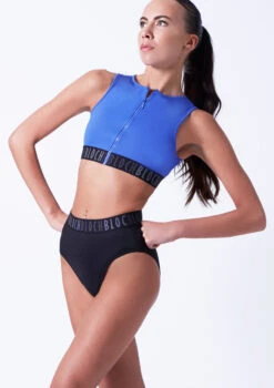 Bloch Remy Zip Front Tank Crop Top -Capezi Dance Wear Shop blft5010 blue front t 59922.1698799274