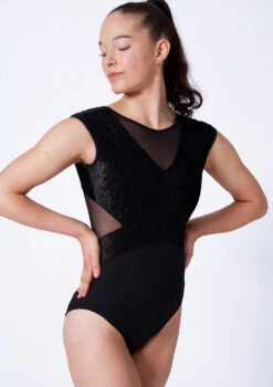 Bloch Eden Cap Sleeve Leotard -Capezi Dance Wear Shop bll4122 black close up front 62874.1675901997