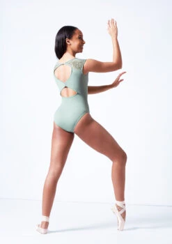 Bloch Emma Boat Neck Lace Leotard -Capezi Dance Wear Shop bll4162 sage back 53968.1679927440