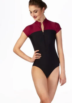 Ballet Rosa Short Sleeve Contrast Leotard -Capezi Dance Wear Shop br eriko ballet rosa short sleeve contrast leotard red front thumbnail T 73874.1698802957