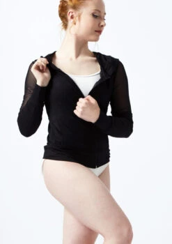 Ballet Rosa Zipped Mesh Hoodie -Capezi Dance Wear Shop br midori ballet rosa zipped mesh hoodie black front thumbnail T 83926.1698803760