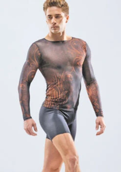 Ballet Rosa Mens Luca Long Sleeve Top -Capezi Dance Wear Shop brluca black orange frontmain 1t 52830.1698803367