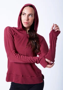 Ballet Rosa Warm Up Hoodie 12 Ballet Rosa Warm Up Hoodie -Capezi Dance Wear Shop brolivine red close up front 04237.1678926912