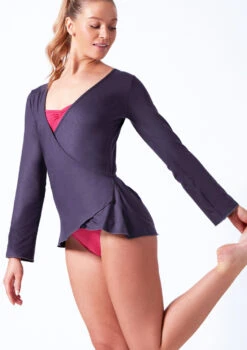 Ballet Rosa Long Sleeve Ballet Wrap -Capezi Dance Wear Shop brsayaka grey front t 74085.1698804055