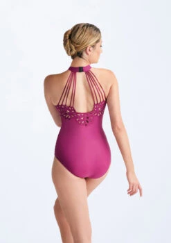 Ballet Rosa Via Laser Cut Floral Halter Leotard -Capezi Dance Wear Shop brvia cerise back 17924.1686007154