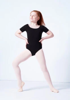 Capezio Class Kids Short Sleeve Leotard -Capezi Dance Wear Shop cad400c black front 1 08077.1689290965