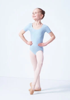 Capezio Class Kids Short Sleeve Leotard -Capezi Dance Wear Shop cad400c blue front 1 03419.1689290965