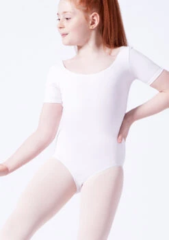 Capezio Class Kids Short Sleeve Leotard -Capezi Dance Wear Shop cad400c white front t 69521.1698806133