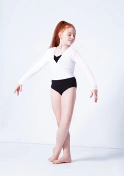 Capezio Class Kids Crossover Ballet Wrap -Capezi Dance Wear Shop cad850c white front 2 90053.1689290835
