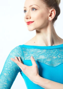 So Danca Crop Sleeve Floral Lace Leotard -Capezi Dance Wear Shop e 10999 so danca crop sleeve floral lace leotard green front no1 96807.1678885640