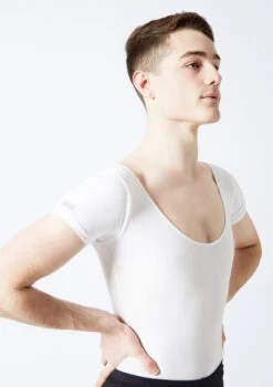 Freed RAD Mens Short Sleeve Leotard -Capezi Dance Wear Shop fraaron white close up front 53509.1678927595