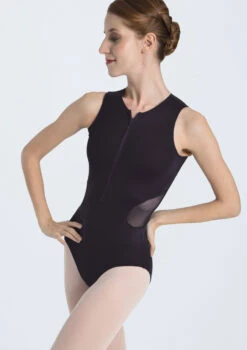 Intermezzo Teen Zip Front Mesh Leotard -Capezi Dance Wear Shop it31517 black front t 75526.1698808118