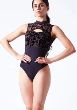 Intermezzo Bella Flocked Keyhole Leotard -Capezi Dance Wear Shop it31637 black front t 42478.1698711793