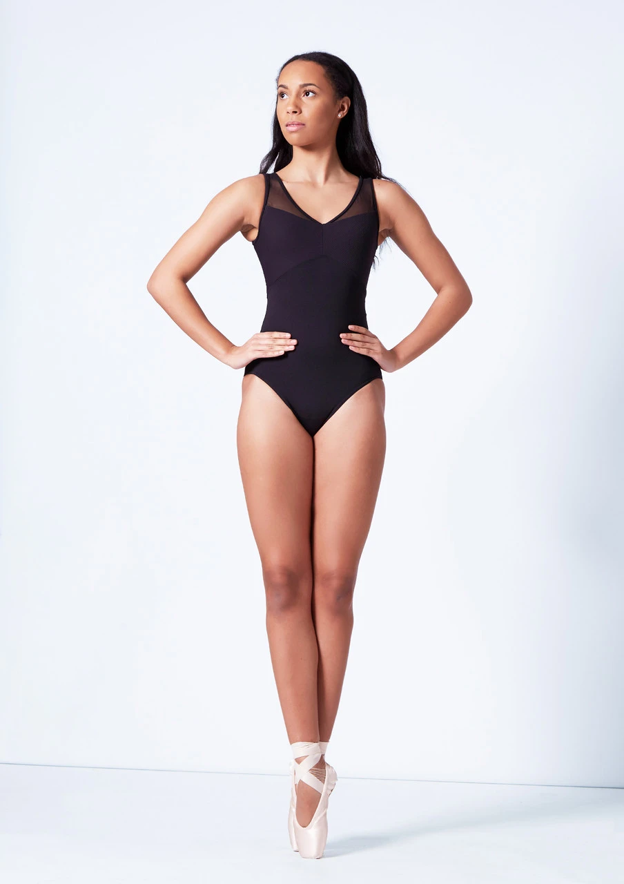 Mirella Open Back Chevron Rib Panel Leotard 1 Mirella Open Back Chevron Rib Panel Leotard
