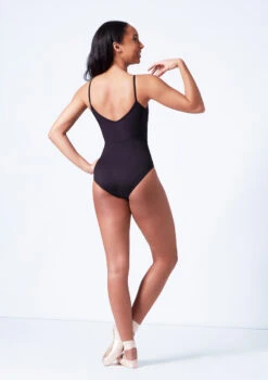Mirella Camisole Chevron Rib Panel Leotard -Capezi Dance Wear Shop mim4043lm black back 76343.1679927450