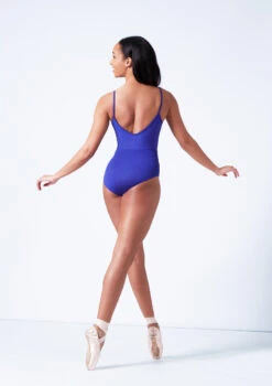 Mirella Camisole Chevron Rib Panel Leotard -Capezi Dance Wear Shop mim4043lm blue back 00862.1679927450