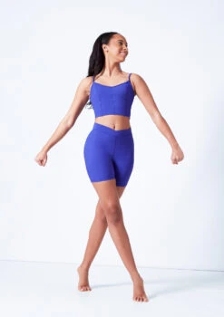 Mirella V Neck Chevron Cropped Camisole Top 11 Mirella V Neck Chevron Cropped Camisole Top -Capezi Dance Wear Shop mim57059l blue front 2 68535.1679927468