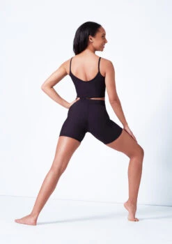 Mirella V Front Chevron Rib Shorts 9 Mirella V Front Chevron Rib Shorts -Capezi Dance Wear Shop mim6045l black back 85598.1679927468