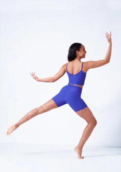 Mirella V Front Chevron Rib Shorts 12 Mirella V Front Chevron Rib Shorts -Capezi Dance Wear Shop mim6045l blue back 67434.1679927468