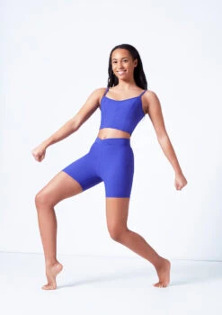 Mirella V Neck Chevron Cropped Camisole Top 10 Mirella V Neck Chevron Cropped Camisole Top -Capezi Dance Wear Shop mim7059l blue front 1 92367.1679927468