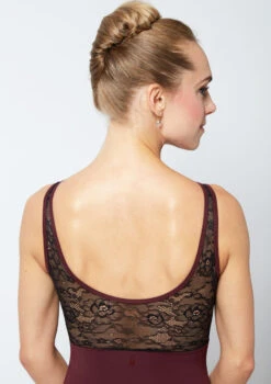 Move Dance Fara High Neck Lace Leotard -Capezi Dance Wear Shop mo l0621 move dance fara high neck lace leotard purple back no2 28914.1678884153