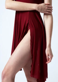 Move Dance Larissa High Split Lyrical Dress -Capezi Dance Wear Shop mo r0222 move dance larissa high split lyrical dress red front no2 00367.1678884661