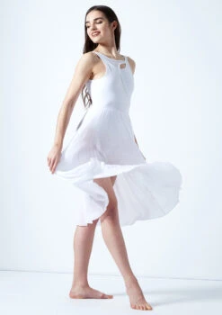 Move Dance Thalassa Cut Out Lyrical Dress -Capezi Dance Wear Shop mo r0223 move dance thalassa cut out lyrical dress white front 90876.1678884664