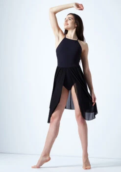 Move Dance Ariel Cross Back Lyrical Dress -Capezi Dance Wear Shop mo r0224 move dance ariel cross back lyrical dress black front 34659.1678884670