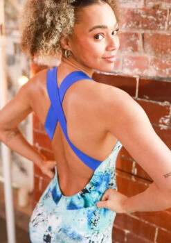 Move Dance Onyx Cross Back Unitard - Pacific -Capezi Dance Wear Shop moc0901 pac close up back 2 08531.1678928430