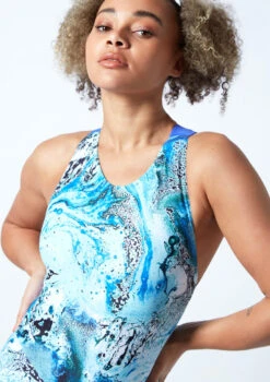 Move Dance Onyx Cross Back Unitard - Pacific -Capezi Dance Wear Shop moc0901 pac close up front 1 68701.1678928431