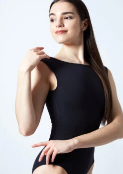 Move Dance Kendall Boatneck Low Back Leotard -Capezi Dance Wear Shop mol0261 blk close up front 1 60459.1678884065