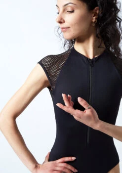 Move Dance Azealia Cap Sleeve Leotard 20 Move Dance Azealia Cap Sleeve Leotard -Capezi Dance Wear Shop mol0651 blk close up front 1 33894.1678884236