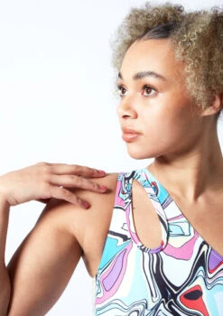 Move Dance Nova Asymmetric Cut Out Leotard Bodysuit - Marble -Capezi Dance Wear Shop mol0902 mar close up front 1 13858.1678884329