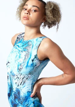 Move Dance Celeste Low Back Leotard Bodysuit - Pacific -Capezi Dance Wear Shop mol0911 pac close up front 1 79361.1678884349