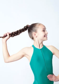 Move Dance Teen Annabelle Zip Up Leotard -Capezi Dance Wear Shop mol5818 grn close up front 1 42245.1678884491