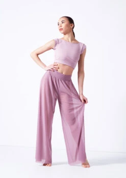 Move Dance Grace Long Mesh Trousers -Capezi Dance Wear Shop mop0037 frenchmauve front 1 73593.1681806908