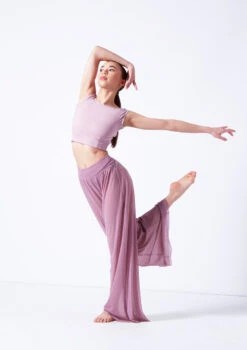 Move Dance Grace Long Mesh Trousers -Capezi Dance Wear Shop mop0037 frenchmauve front 2 01393.1681806908