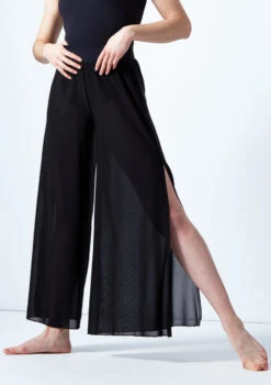 Move Dance Ruby Mesh Wide Leg Dance Trousers -Capezi Dance Wear Shop mop0201 blk front 2t 70497.1691198359