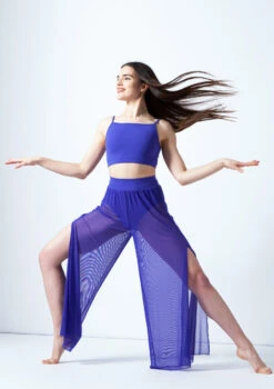 Move Dance Ruby Mesh Wide Leg Dance Trousers -Capezi Dance Wear Shop mop0201 saph front 1 84236.1678884507