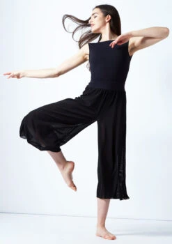 Move Dance Elsie Mesh High Waisted Crop Dance Trousers -Capezi Dance Wear Shop mop0203 blk front 1 52451.1678884511