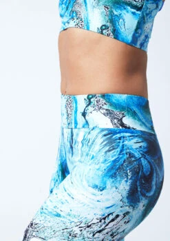 Move Dance Venus High Waisted Leggings - Pacific -Capezi Dance Wear Shop mop0908 pac close up front 2 07913.1678884560