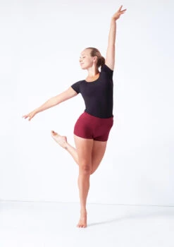 Move Dance Sasha Rolltop Dance Shorts -Capezi Dance Wear Shop mor0009 burgundy front 1 32862.1687216789
