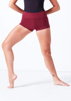 Move Dance Sasha Rolltop Dance Shorts -Capezi Dance Wear Shop mor0009 burgundy front t 36233.1696980720